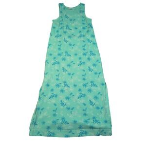 Fresh Produce XS Maxi Dress Sleeveless Floral Print‎ Aqua Blue Casual